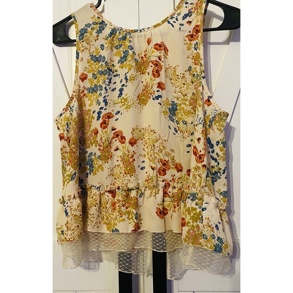 Disney Lauren Conrad Collaboration Blouse Womens Size s Lace floral‎ Pink Ivory